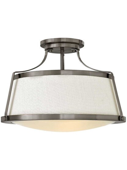 Charlotte 20 inch Semi Flush-Mount Ceiling Light in Antique Nickel.